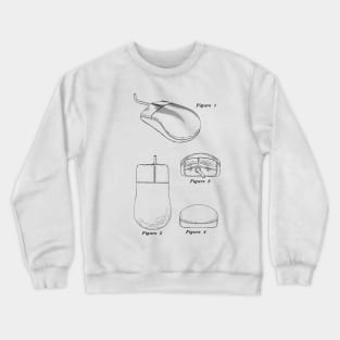 Computer Mouse Vintage Patent Hand Drawing Crewneck Sweatshirt